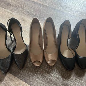 Cole Haan Women's size 8 Heels Shoes (lot of 3)  Tan, Black and Silver